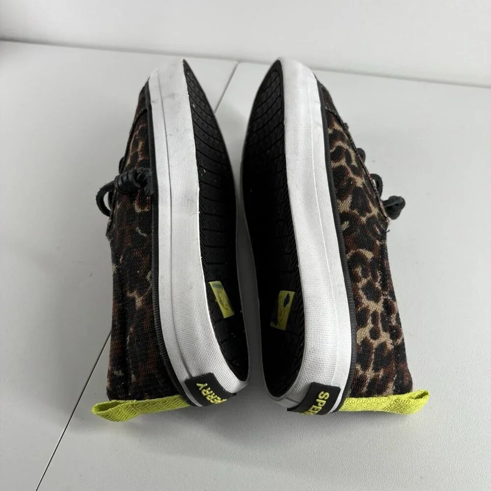 Sperry Women Size 7 Cheetah Print Casual Slip-On Crestvibe Seacycled Sneakers